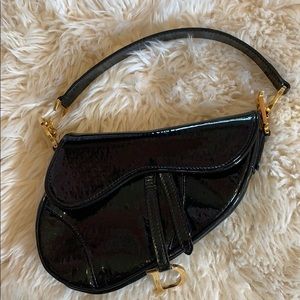 dior patent leather saddle bag